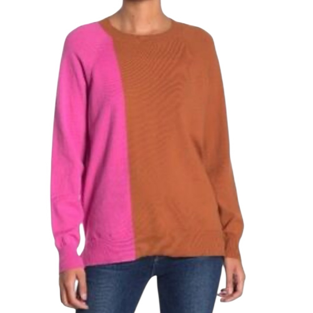 14th‎ & Union Crewneck pullover sweater pink tan spice color block Women’s XS P